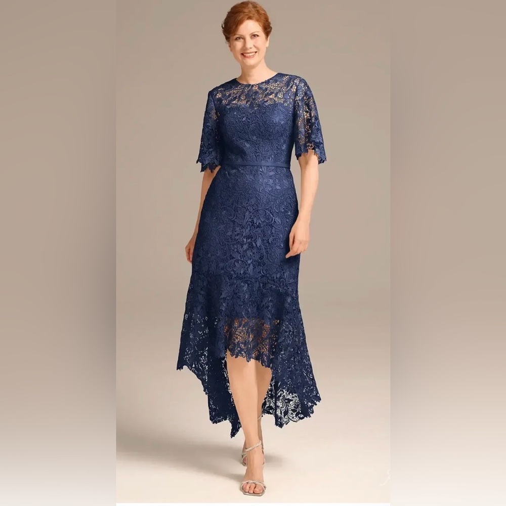 AW BRIDAL MELISANDE DRESS Elegant Blue Embroidered Navy Sz 16